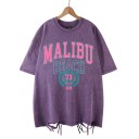 Dámske oversized tričko MALIBU BEACH s vintage potlačou a ozdobným viazaním Streetwear top Ležérna letná móda Štýlový voľnočasový odev 7