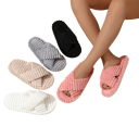 Dámské pantofle domácí obuv Žebrovaný plyšový svršek a profilovaná podešev Lehký EVA materiál Obuv na doma s otevřenou špičkou 9