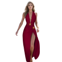 Dámské plavky s hlubokým výstřihem a maxi sukní ve stylu sarongu Sada 2v1 s mořskou hvězdicí Elegantní letní outfit na pláž i párty 9