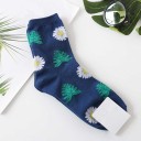 Dámské ponožky s květinami Bavlna polyester 4