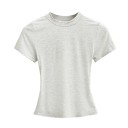 Dámské přiléhavé tričko s krátkým rukávem Jednoduchý kulatý výstřih Elegantní elastický top na běžné nošení Módní slim fit tričko 13