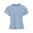 Dámské přiléhavé tričko s krátkým rukávem Jednoduchý kulatý výstřih Elegantní elastický top na běžné nošení Módní slim fit tričko 4