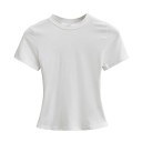 Dámske priliehavé tričko s krátkym rukávom Jednoduchý okrúhly výstrih Elegantný elastický top na bežné nosenie Módny slim fit tričko 2