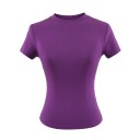 Dámske priliehavé tričko s krátkym rukávom Jednoduchý okrúhly výstrih Elegantný elastický top na bežné nosenie Módny slim fit tričko 10