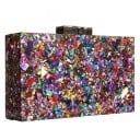 Dámské psaníčko 18 x 12 x 5 cm Pevná kabelka ve tvaru krabičky se třpytkami Kovový řetízek přes rameno Do společnosti i na večírek 9