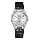 Dámské quartz hodinky Luxusní s kamínky a datem Svítící ručky Voděodolné 30 m Pouzdro 35 mm Kožený řemínek Na každý den i do společnosti 10