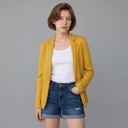 Dámske sako bez zapínania Priliehajúci strih Golier s malými klopami Zaoblené predné diely Polyester Elegantné sako do práce 6