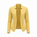 Dámske sako bez zapínania Priliehajúci strih Golier s malými klopami Zaoblené predné diely Polyester Elegantné sako do práce 15