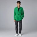 Dámské sako dvouřadé Volný oversize střih Špičaté klopy a kapsy s klopou Podšívka Polyester Elegantní sako do práce 10