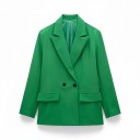 Dámske sako dvouřadé Voľný oversize strih Špičaté klopy a vrecká s klopou Podšívka Polyester Elegantné sako do práce 3