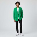 Dámske sako dvouřadé Voľný oversize strih Špičaté klopy a vrecká s klopou Podšívka Polyester Elegantné sako do práce 9