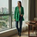 Dámske sako dvouřadé Voľný oversize strih Špičaté klopy a vrecká s klopou Podšívka Polyester Elegantné sako do práce 13