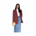 Dámské sako Oversize Prodloužený volný střih Klopy Zapínání na knoflíky Kapsy Polyester a bavlna Do práce i do města 9