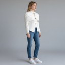 Dámske sako S objemnými riasenými ramenami Stojáčik Gombíky v tvare kvapky Vypasovaný strih Polyester Do práce aj na večer 3