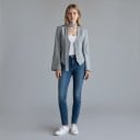 Dámske sako s vestou a vázankou Zvonové rukávy Výstrih do V Bez límca Polyester Do kancelárie aj na spoločenské akcie 5