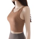 Dámské sportovní crop tílko s kulatým výstřihem a širokými ramínky s prodlouženým spodním pásem a dělenými švy na jógu fitness i běh 4