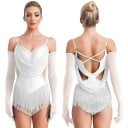 Dámske tanečné body s strapcami a kamienkami, nastaviteľné ramienka a rukavice, polyester nylon elastan, na latinu a vystúpenia 1