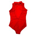 Dámské taneční body bez rukávů s vysokým stojáčkem a vykrojenými zády, nylon a elastan, na balet, gymnastiku a taneční trénink 23