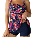 Dámske tankini plavky s kvetinovým vzorom a šortkami polyester elastan dvojdielne plavky na pláž a kúpanie 6