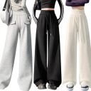 Dámské tepláky s vysokým pasem na tkaničku Polyester Bavlna Jednobarevné Pohodlné, stylové, ideální pro každodenní nošení 4