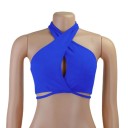 Dámske tielko jednobarevné Crop top Výstrih do O Široké ramienka okolo krku Priečne na hrudníku Polyester spandex 4