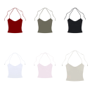 Dámske tielko Jednofarebné Tenké ramienka okolo krku Výstrih do O Crop top Materiál nylon spandex Moderný letný top 3