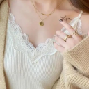 Dámske tielko Univerzálna veľkosť Jednofarebné s čipkou Tenké ramienka Výstrih do V Materiál polyester bavlna Elegantný top 2