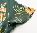 Dámske tmavozelené šaty s kvetinovým potlačom Zavinovací výstrih do V Krátke voľné rukávy Zaväzovanie na boku Asymetrická sukňa Polyester 5