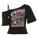 Dámske tričko s odhaleným ramenom Voľný strih Štýlová potlač Streetwear motív Módny top s asymetrickým výstrihom Letná neformálna móda 2