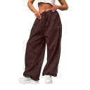 Dámské volné tepláky streetwear s vysokým pasem na gumu se šňůrkou širokými nohavicemi a kontrastním pruhem podél bočního švu 4