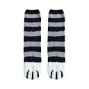 Dámske zimné teplé nadýchané pruhované ponožky EU 36-42 veľkosť mäkké hrejivé bavlna polyester motív mačacích tlapiek pohodlné domáce ponožky 1