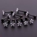 Damski kolczyk typu stud z cyrkonem w kształcie gwiazdy Przezroczysty błyszczący kamień Nóżka z śrubową kulką Metal jubilerski 1 sztuka 20