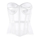 Damski korzet bez ramiączek Poloprzezroczysty błyszczący Dekolt w kształcie O Sznurowanie z tyłu Poliester Spandex Elegancki top 6