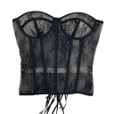 Damski korzet bez ramiączek Wycięcie w kształcie O Sznurowanie z tyłu Jednokolorowy Nylon Spandex Elastyczny dopasowany top na imprezę 8