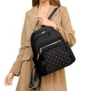 Damski modny plecak 27 x 12 x 30 cm Nylonowy wielofunkcyjny plecak z zamkiem Duża pojemność Casual styl Kryształki 2