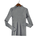 Damski pleciony sweter z bawełny i akrylu z okrągłym dekoltem Elegancki jednokolorowy sweter z długimi rękawami Uniwersalny rozmiar do codziennego noszenia 9