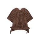 Damski pleciony sweter z krotkim rekawem Zawiązywanie na sznurki po bokach Jednokolorowy elegancki top z okrągłym dekoltem Poliester Rozne 4