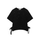 Damski pleciony sweter z krotkim rekawem Zawiązywanie na sznurki po bokach Jednokolorowy elegancki top z okrągłym dekoltem Poliester Rozne kolory 31