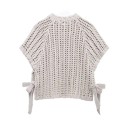Damski pleciony sweter z krotkim rekawem Zawiązywanie na sznurki po bokach Jednokolorowy elegancki top z okrągłym dekoltem Poliester Rozne kolory 6