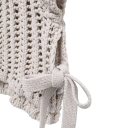 Damski pleciony sweter z krotkim rekawem Zawiązywanie na sznurki po bokach Jednokolorowy elegancki top z okrągłym dekoltem Poliester Rozne kolory 13