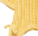 Damski pleciony sweter z krotkim rekawem Zawiązywanie na sznurki po bokach Jednokolorowy elegancki top z okrągłym dekoltem Poliester Rozne kolory 25