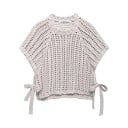 Damski pleciony sweter z krotkim rekawem Zawiązywanie na sznurki po bokach Jednokolorowy elegancki top z okrągłym dekoltem Poliester Rozne 3