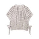 Damski pleciony sweter z krotkim rekawem Zawiązywanie na sznurki po bokach Jednokolorowy elegancki top z okrągłym dekoltem Poliester Rozne 13