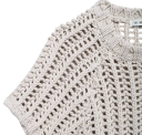 Damski pleciony sweter z krotkim rekawem Zawiązywanie na sznurki po bokach Jednokolorowy elegancki top z okrągłym dekoltem Poliester Rozne 14