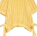 Damski pleciony sweter z krotkim rekawem Zawiązywanie na sznurki po bokach Jednokolorowy elegancki top z okrągłym dekoltem Poliester Rozne 36
