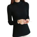 Damski sweter pleciony z bawełny i poliestru z okrągłym dekoltem Jednokolorowy elegancki sweter z długim rękawem Uniwersalny rozmiar 2