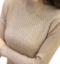 Damski sweter pleciony z bawełny i poliestru z okrągłym dekoltem Jednokolorowy elegancki sweter z długim rękawem Uniwersalny rozmiar do codziennego noszenia 9