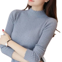Damski sweter pleciony z bawełny i poliestru z okrągłym dekoltem Jednokolorowy elegancki sweter z długim rękawem Uniwersalny rozmiar do codziennego noszenia 7