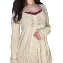 Damski sweter z dekoltem w serek Polowe zapinanie na guziki Długi rękaw Jednokolorowy elegancki top Różne kolory Poliester Bawełna 2