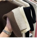 Damski sweter z golfem i pluszowym wnętrzem Jednokolorowy ciepły sweter z bawełny i akrylu z długim rękawem Uniwersalny rozmiar Zimowa moda 14